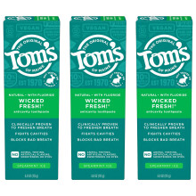 Pasta dental anticaries natural Tom's of Maine Wicked Fresh! con fl   or y menta verde (paquete de 3, 113 g)