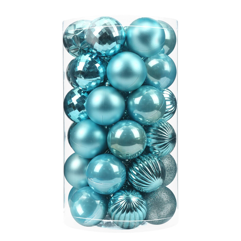 Luxtea 41Ct Kleine Weihnachtskugeln, Bruchsicheres H Ngedekorationsset F R Weihnachtsbaum-Girlanden-Ornamente (1,57 Zoll/40 Mm, Hellblau)-image