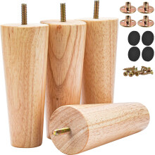 Btowin 4 inch massief houten meubelpoten 4-delige moderne houten vervangingsvoeten uit het midden van de eeuw met 5/16'' hangerbouten en montageplaat