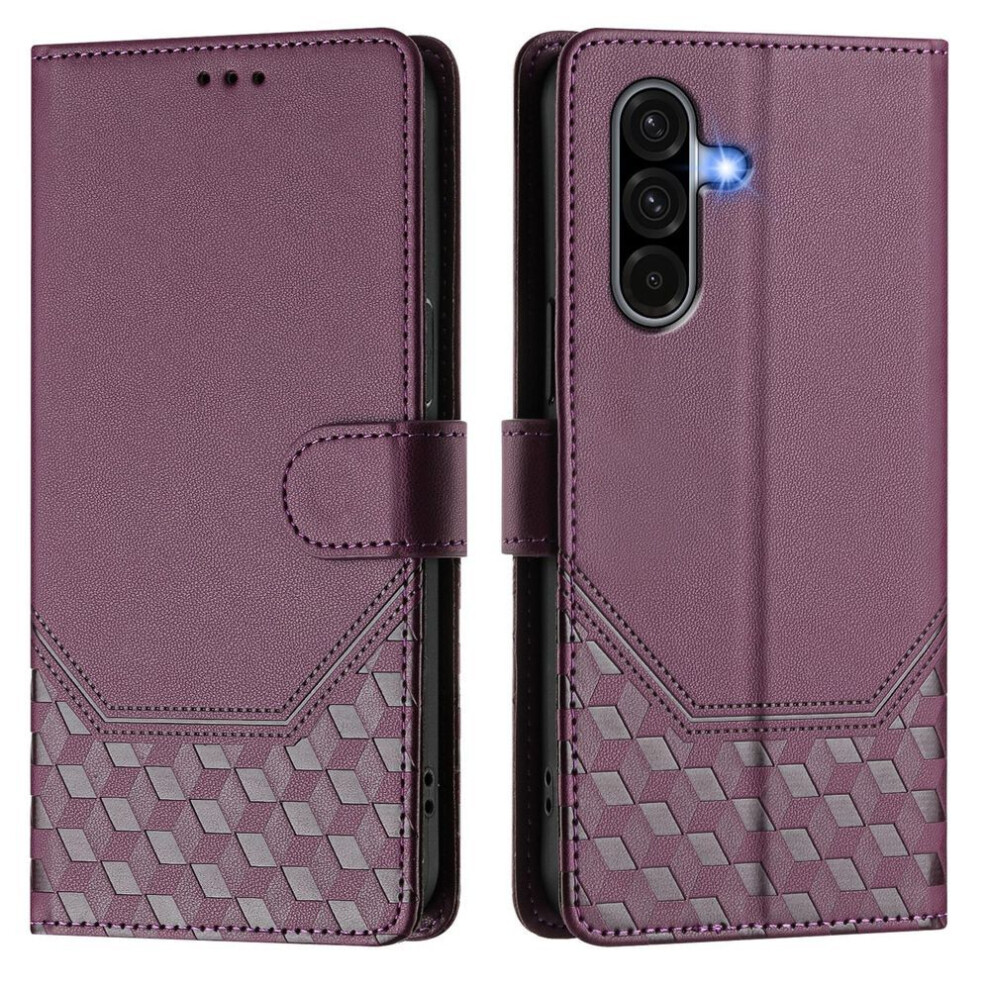 (Dark Samsung A02/M02) Leather Case Wallet Durable Leather Rfid Blocking Card Holders Shockproof Kickstand Protective Flip Cover For Samsung G Purple 4247790184497