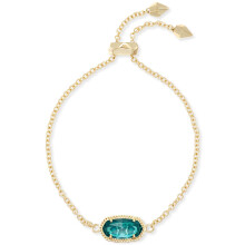 Kendra Scott Elaina Gliederkettenarmband f r Damen, zierlicher Modeschmuck, 14 Karat vergoldetes Messing, London Blue, klares Glas