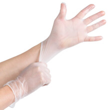 Lakesstory Disposable Gloves Clear Large Powder-Free Disposable Vinyl Gloves for Foodservice Small Size Pack of 100