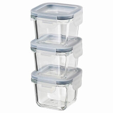 IKEA Asia 365+ Lebensmittelbeh   lter mit Deckel, quadratisch, Glas, 180 ml, 3er-Set, transparent