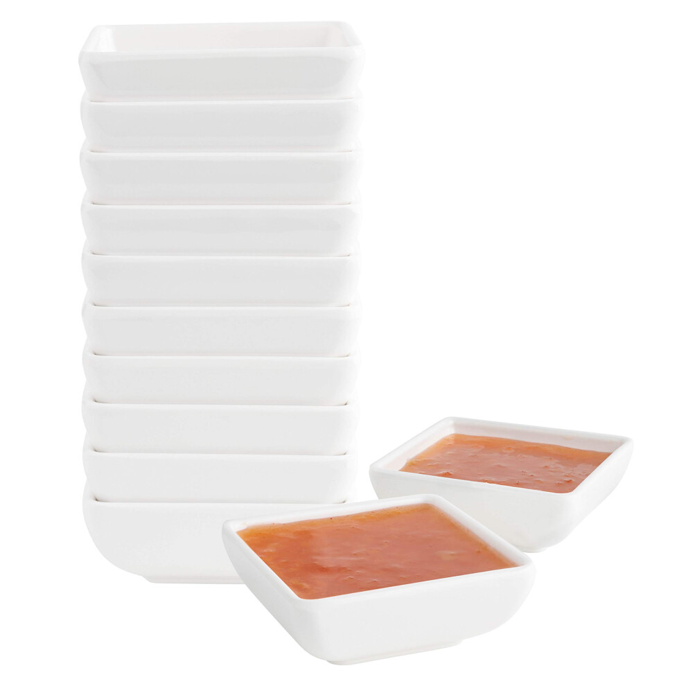 12 Pack Mini Sauce Dish 2.7"""" Super White Elegant Dinnerware 100% Melamine Non Breakable Durable