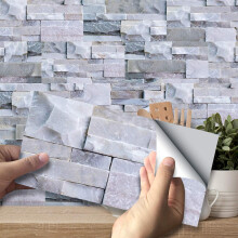 Steen Effect Tegel Transfer Sticker Peel & Stick Zelfklevende Muur Splashback Sticker Tegelstickers voor Keuken Badkamer Decor (Grijs-23 54)