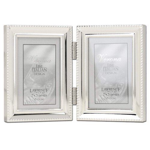 Lawrence Frames Bead Border Design  2.5x3.5 Double  Silver