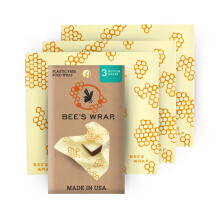 Bee's Wrap Reusable Beeswax Food Wraps lavet i USA Eco Friendly Beeswax Wrap til mad B?redygtig organisk bomuld 3 -pakke med medium indpakning Ho