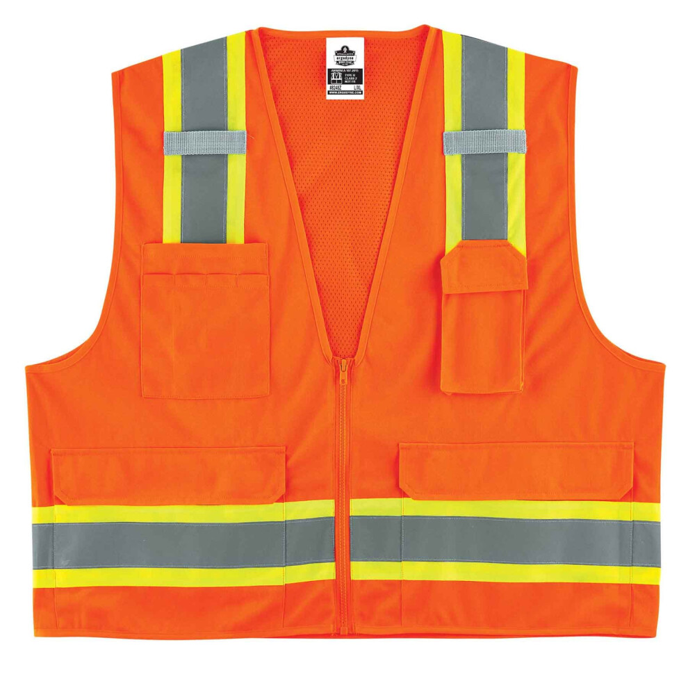 Ergodyne Unisex Two-Tone Class 2 Two Tone Surveyors Vest Orange XX-Large-3X-Large Us 698895185980
