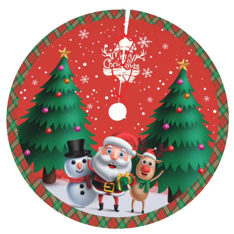 Jupe de sapin de No   l en forme de cerf et bonhomme de neige, d   coration traditionnelle pour sapin de No   l, 91 cm