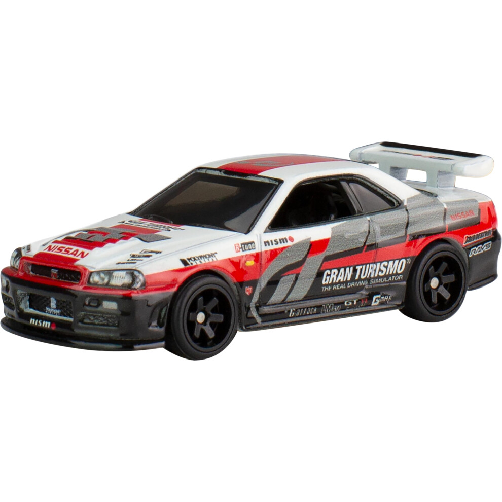 Hot Wheels Modellino Auto Nissan Skyline GT-R BNR34 - Die Cast Scala 1:64 - Lunghezza 7Cm - HKC28 - Serie Pop Culture-image