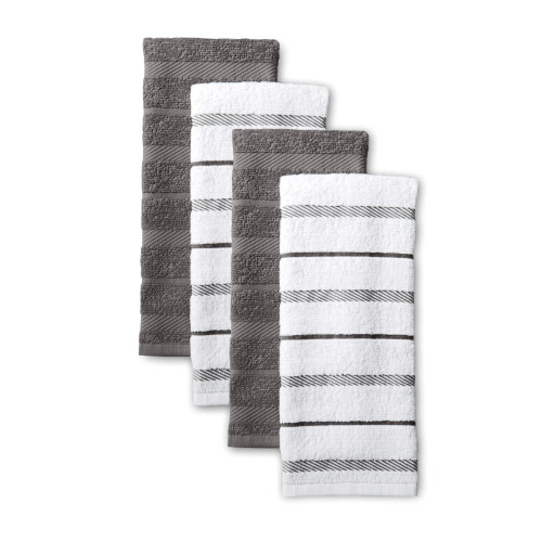 KitchenAid KitchenAid Albany K   chenhandtuch-Set, 4er-Pack, Anthrazit/Wei   , 40,6 x 66 cm