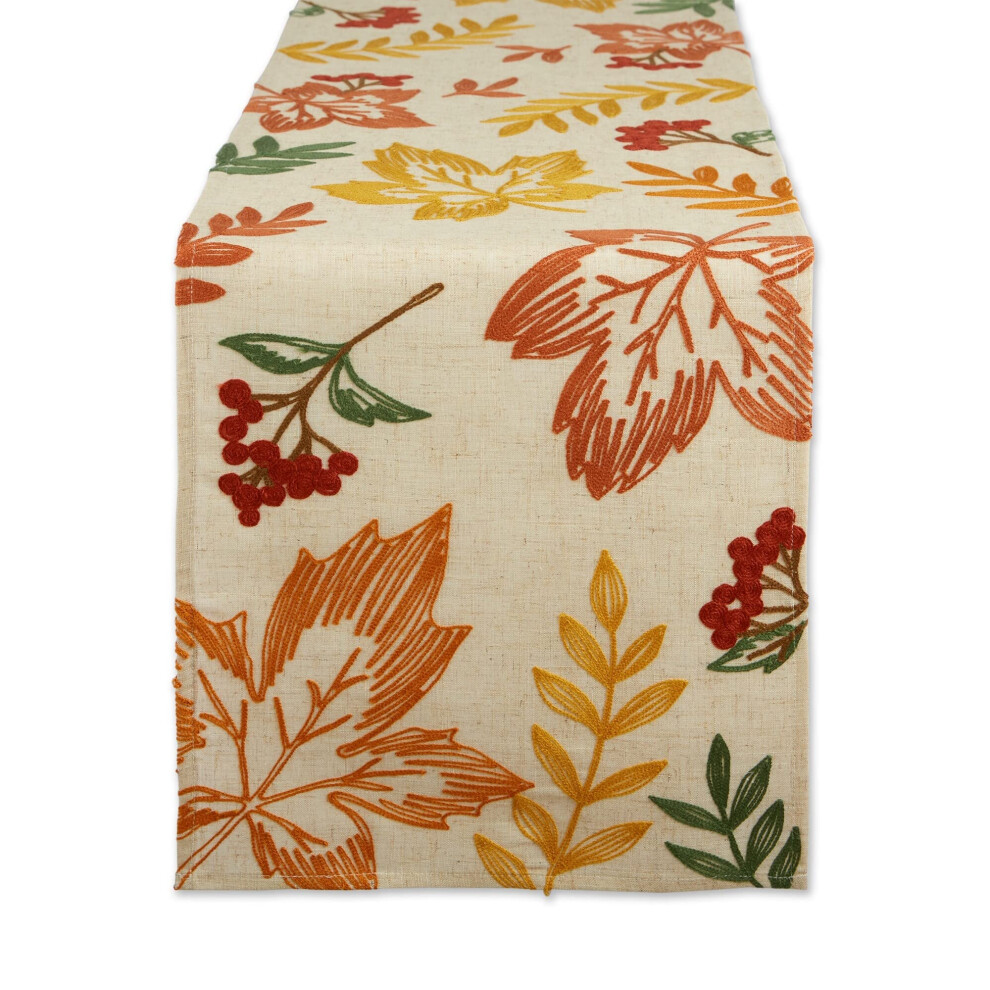 DII Fall Table D?cor Embroidered Tabletop for Thanksgiving Dining  Table Runner  14x70  Scattered Leaves-image-OPC-PH56F8V-NEW