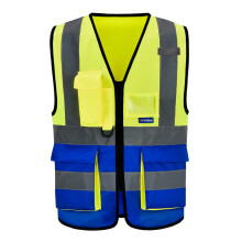 Reflexn    bezpecnostn    vesta A-SAFETY s vysokou viditelnostou,    lt   , modr   , zmie   an    farba, M