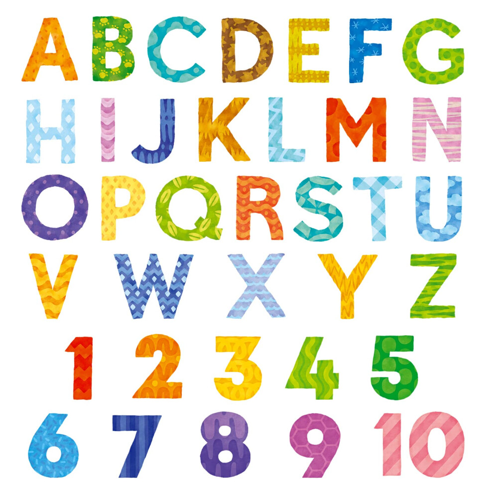 Decowall Ds9-4003 Uppercase Alphabet Letter Numbers Kids Wall Stickers Wall Decals Peel And Stick Removable Wall Stickers For Kids Nursery Bedroom Liv