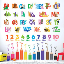 DECOWALL SG3-2316 bc szmok s sznezo ceruzk fali matrick matrick tanterem gyerekeknek jtszszoba muvszet jtszszoba szivrvny ABC dekorc