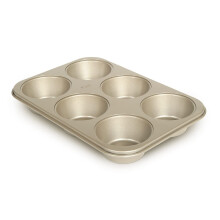 Glad Jumbo Muffin Pan met anti-aanbaklaag - Zware metalen cupcakevorm met grote bakvormen Jumbo 6-kops