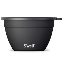 S'wellin ruostumattomasta ter ksest valmistettu salaattikulhosarja - 64oz Onyx - Mukana 2oz mausteastia ja irrotettava tarjotin j rjestely vart