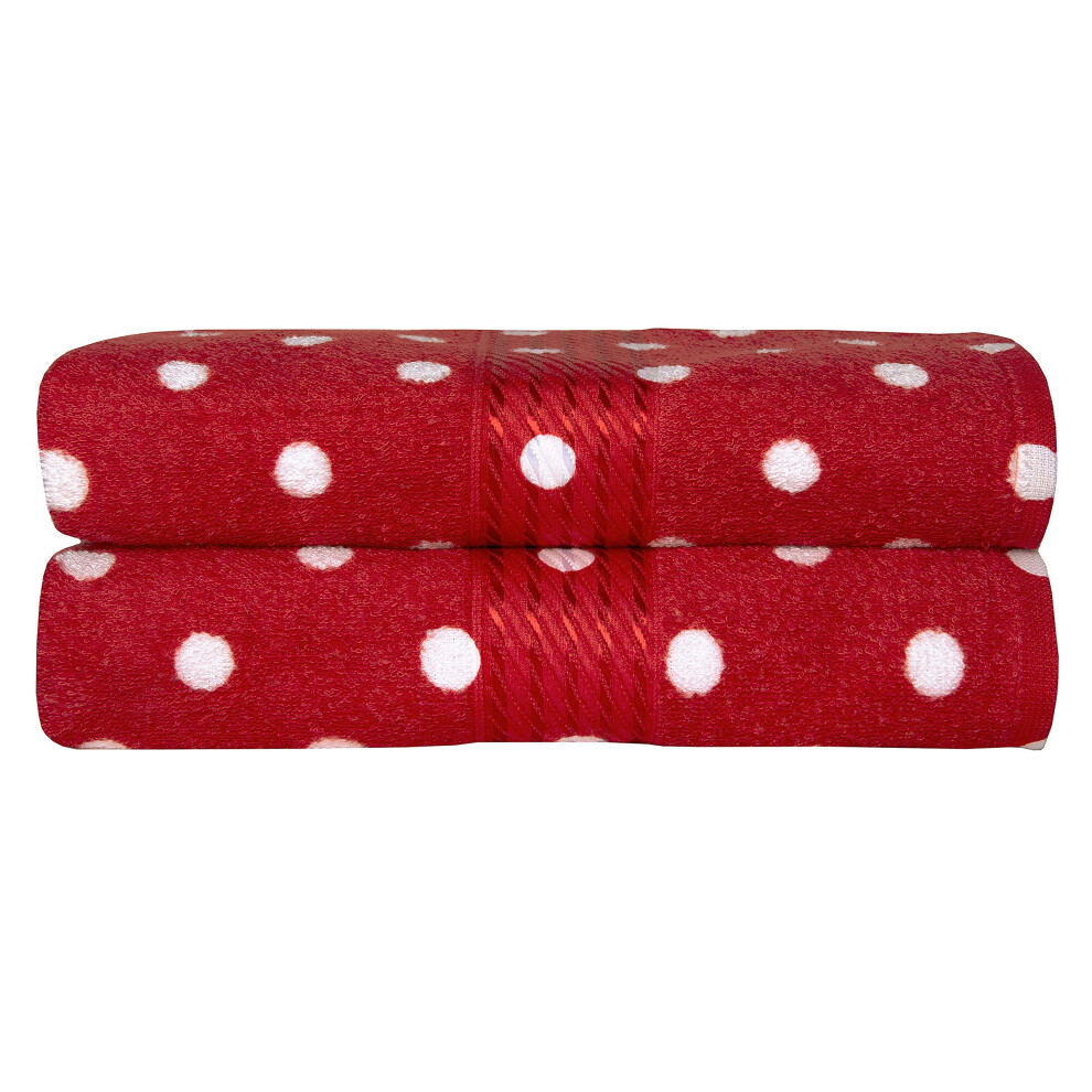 Lot de 2 serviettes de toilette en coton    ponge     pois Cackleberry Home, 50 x 76 cm (rouge cramoisi)