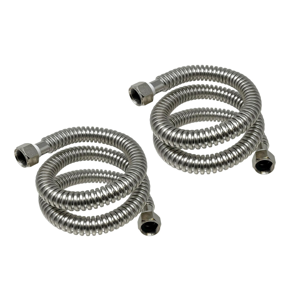 Procuru 2-Pack 3/4"""" Fip X 60"""" (5Ft) Stainless Steel Water Heater Flex Connector Certified Safe (6Waa60-2P) 810162572242