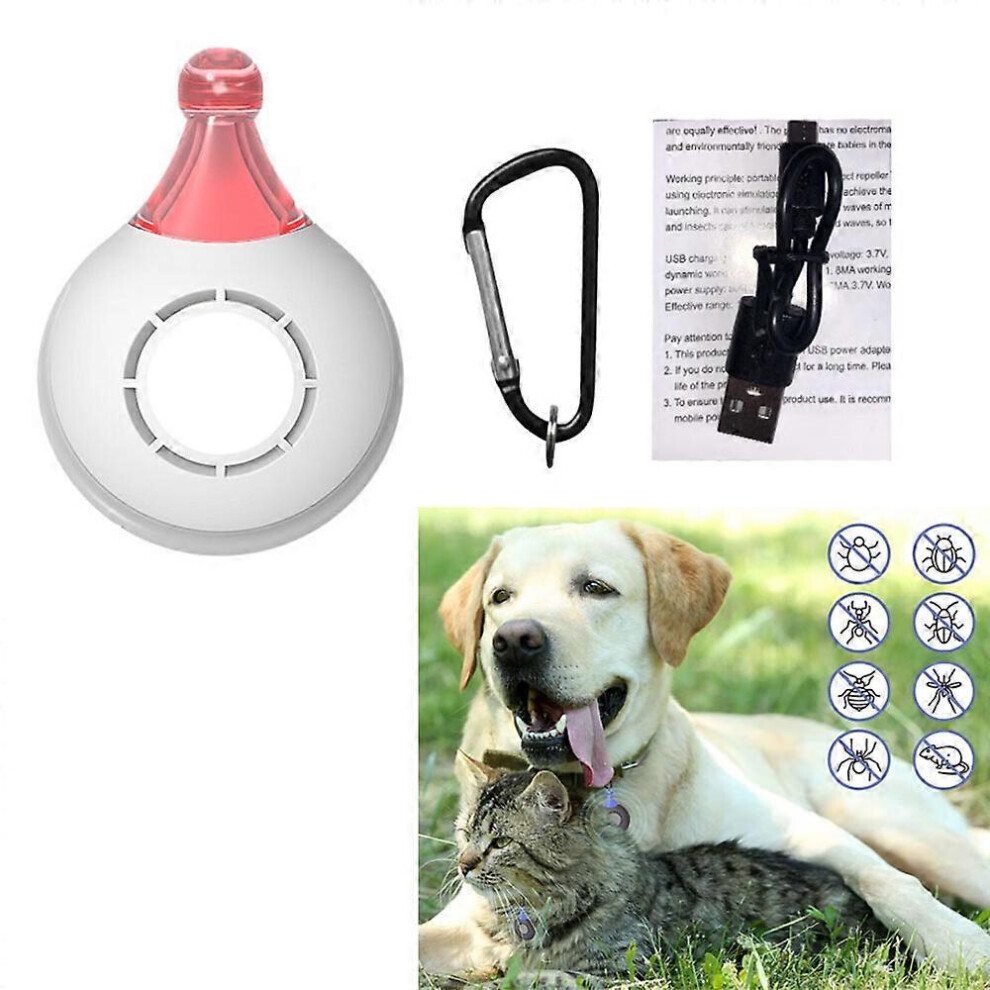 (As Show, One Size) 1 Ultrasonic Flea And Tick Repeller For Pets - Mosquito Repellent - Insect Repeller - Ultrasonic Pest Repeller White