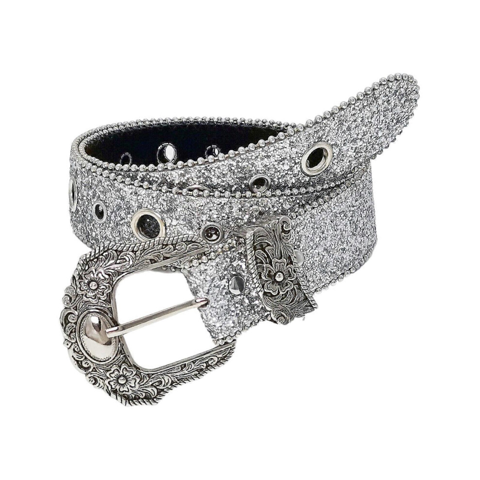 (L, Black) Girl Waistbelt Women Decorative Belt For Pants Skirt Fashion Shimmering Belt Subculture Belt Elegant Sequined Belt Silver M 7683012604768