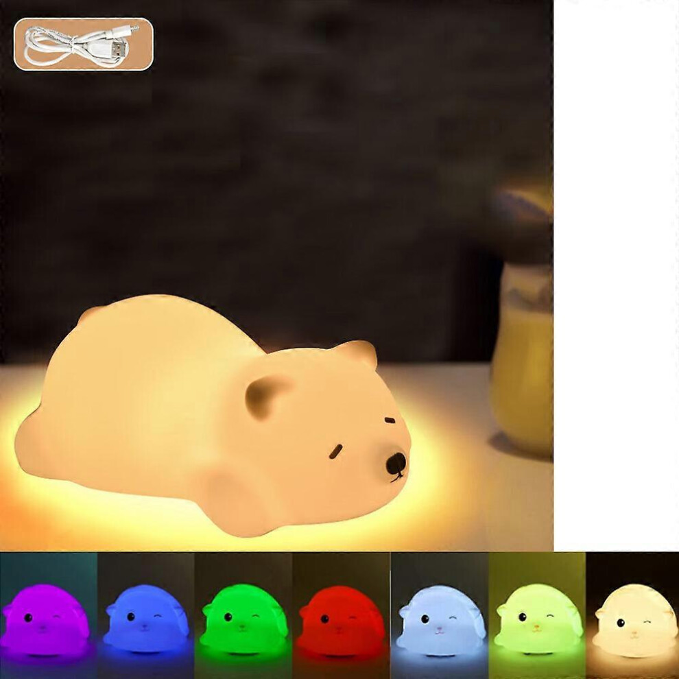 (As show, One size) 1pcs (snooze bear) Night Light for Kids, Night Light, 7 Colors Table Lamp for, Room Decor, USB Rechargeable, Cute Multicolor LED, Kawaii Gifts for Bab