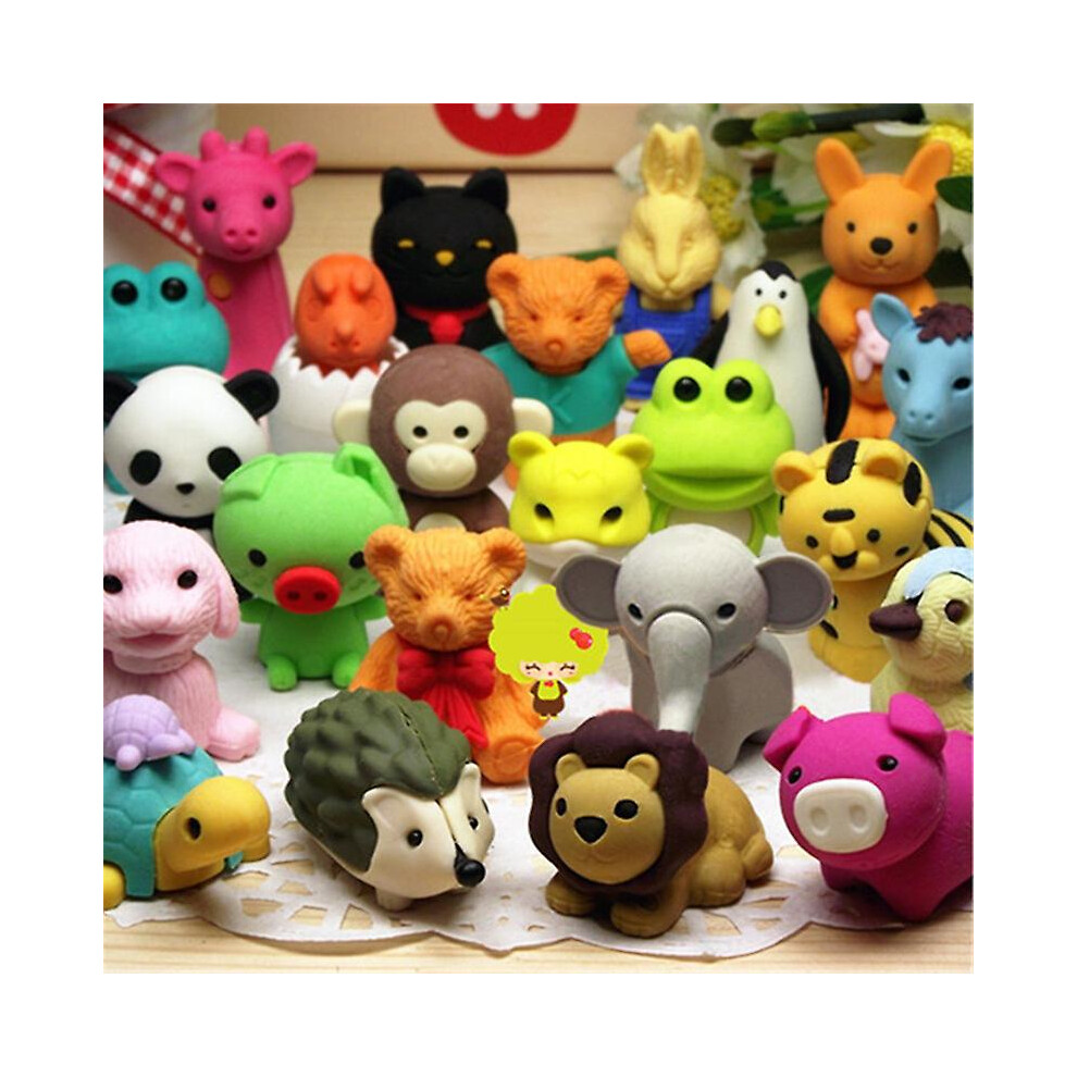 (As show, One size) 30pcs Kids Animal Eraser (random Color), Kids Animal Eraser School Stationery School Creative Toy Small Birthday Gift