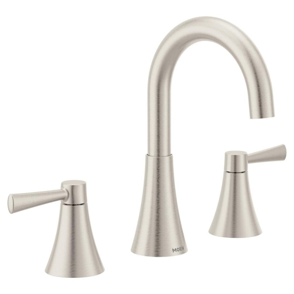 Robinet de salle de bain moderne     deux poign   es et     large ouverture en nickel bross    Moen Ronan Spot Resist, valve incluse 84023SRN