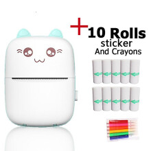(As show, One size) Portable Photo Printer, Wireless Bt Mini Instant Photo Printer, With 10 Rolls Of Thermal Paper, For Photo Memo Labels