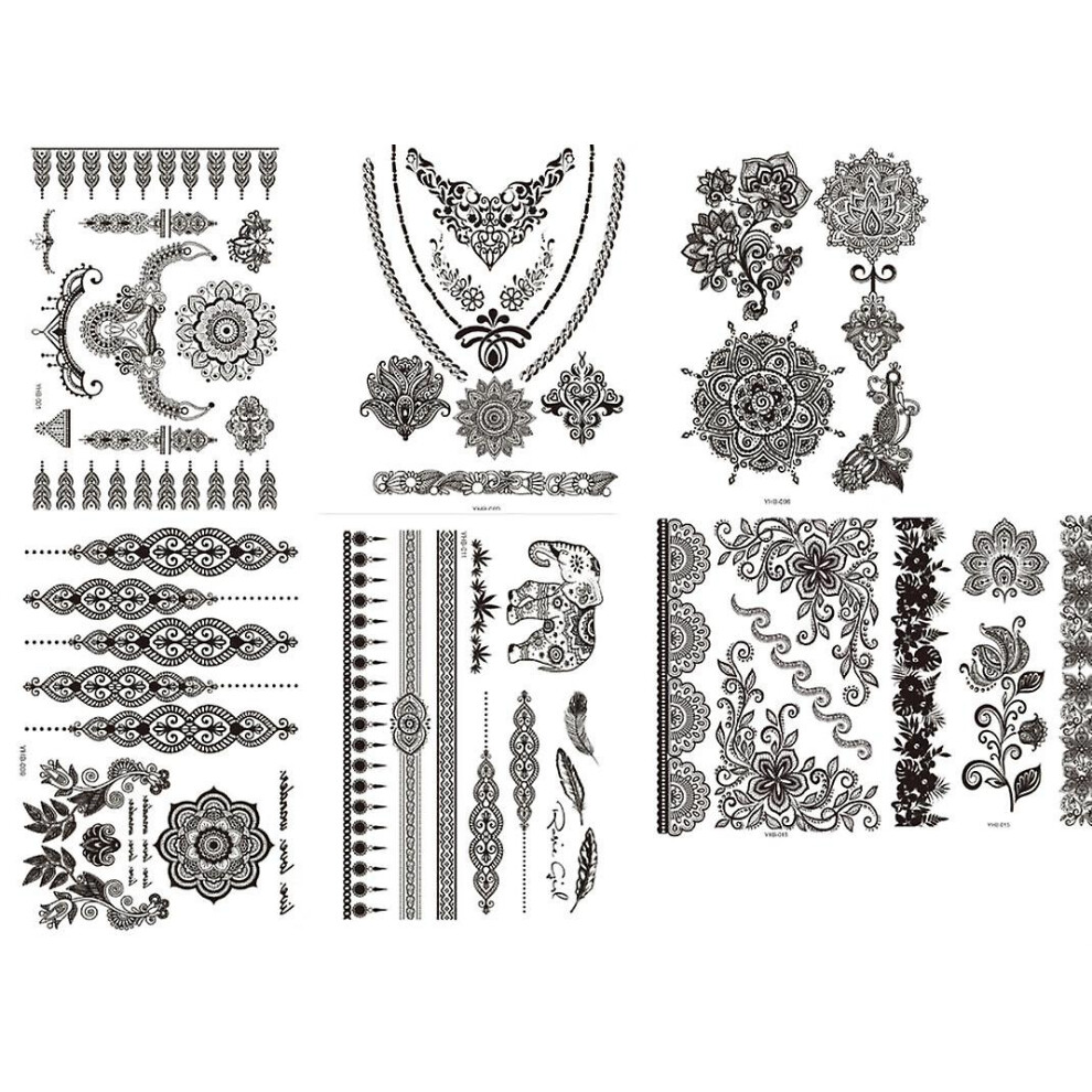 (As Show, One Size) Temporary Tattoos For Women, (10 Sheets21*14.8Cm) Temporary Tattoos Stickers Arm Wrist Tattoo Tattoo Black