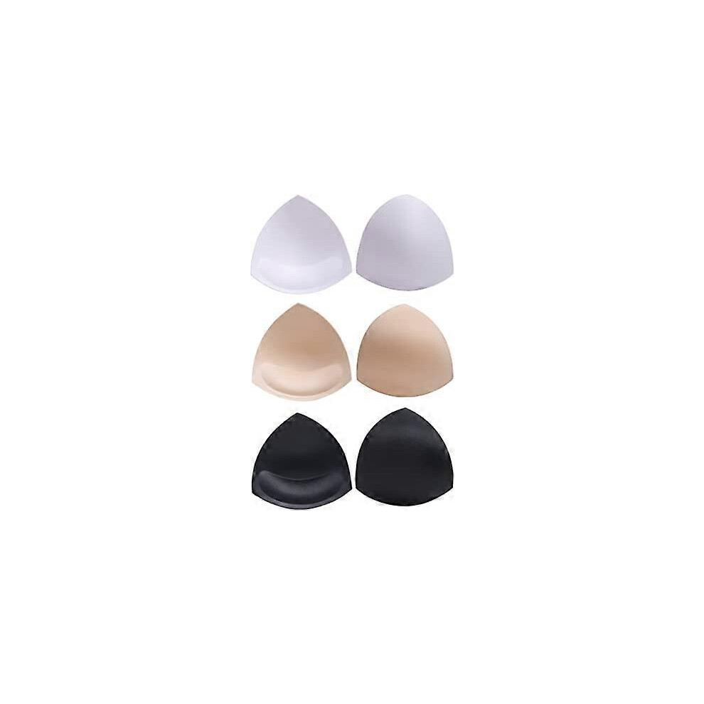 (As show, One size) Triangle Bra Inserts Push Up Bra Insert, 3 Colors(Black/White/Beige), Triangular Shape, 3 Pairs 12.5 x 12.5 cm