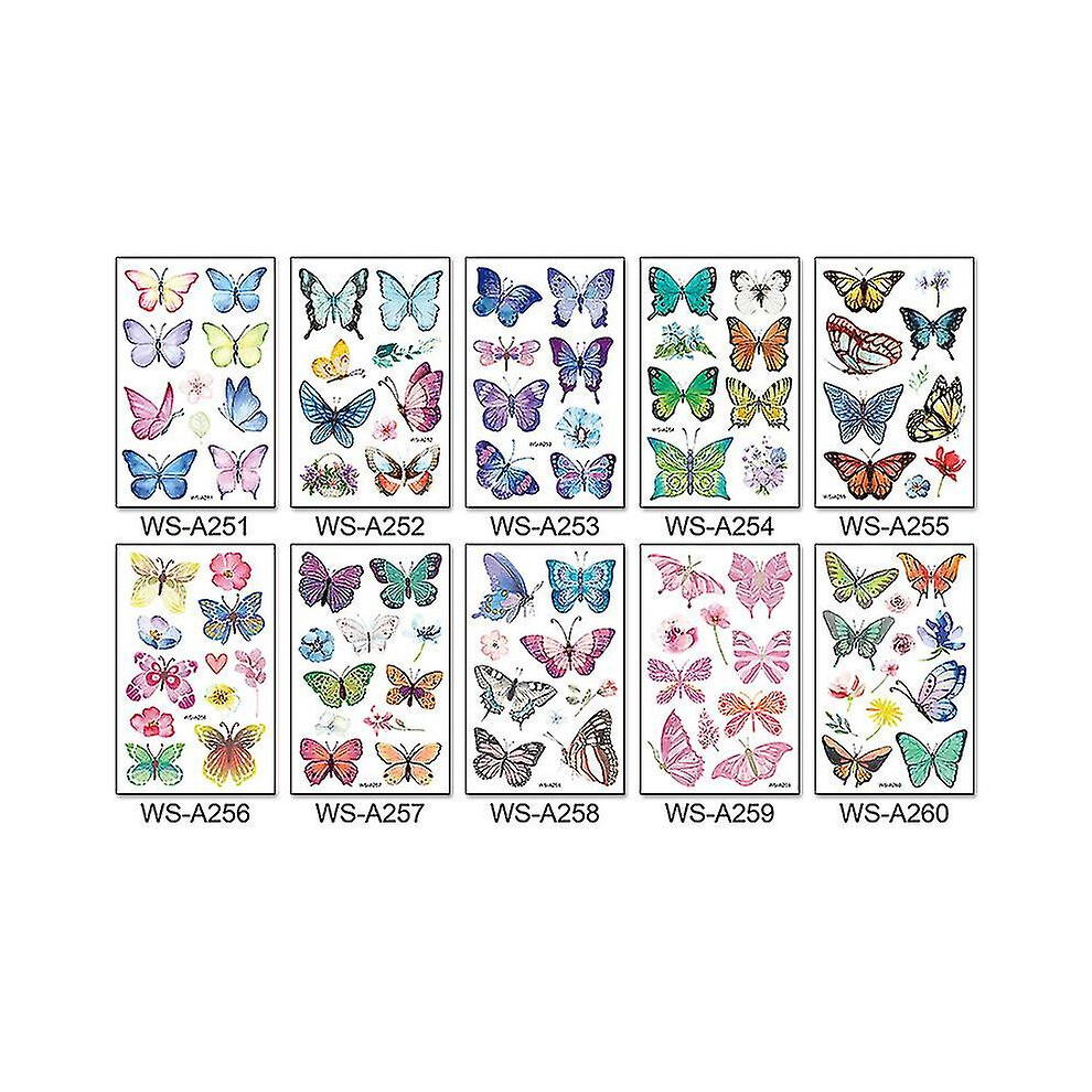 (As show, One size) Butterfly Tattoos For Kids, Butterfly Temporary Tattoo Stickers Waterproof Face Arm Hand Tattoos For Girls Boys Birthday Party Dec