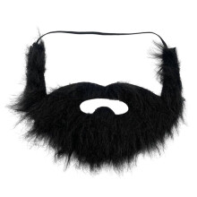 (As show, One size) Funny Costume Party Men Black Fake Beard Moustache, Halloween & Christmas Beard with Mustache for Adult Halloween Party Black