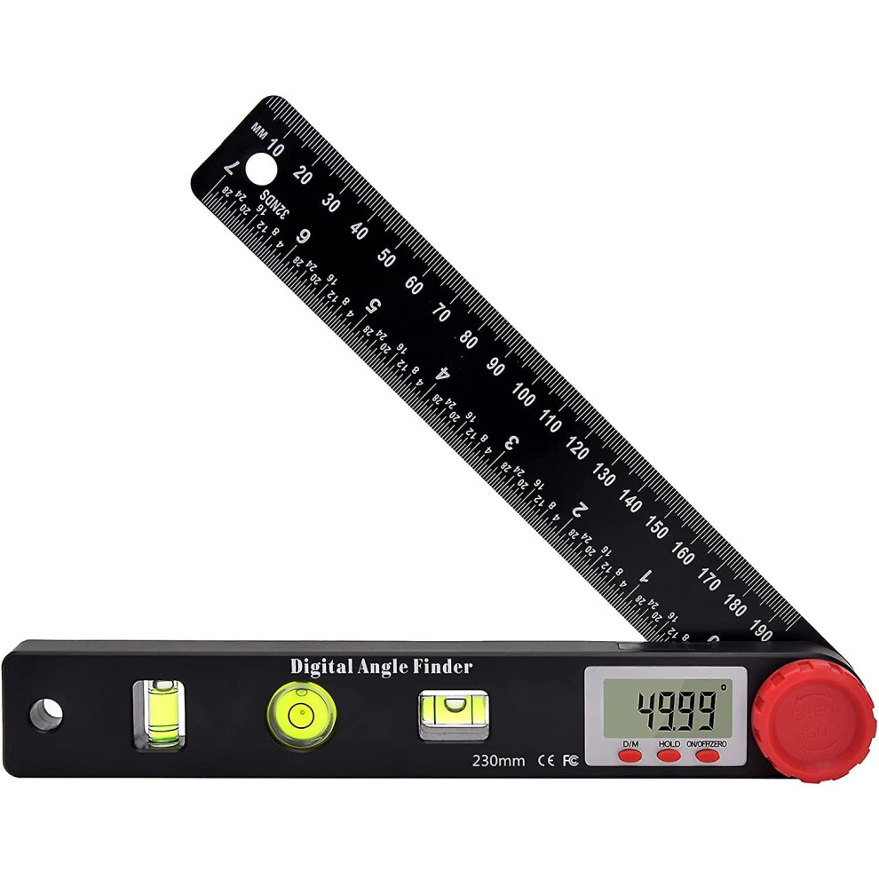 (As show, One size) Digital Angle Ruler Protractor Spirit Level Ruler Digital Goniometer 230mm 360 Angle Gauges With Horizontal Vertical Circle Level Bubble, Lcd Display,