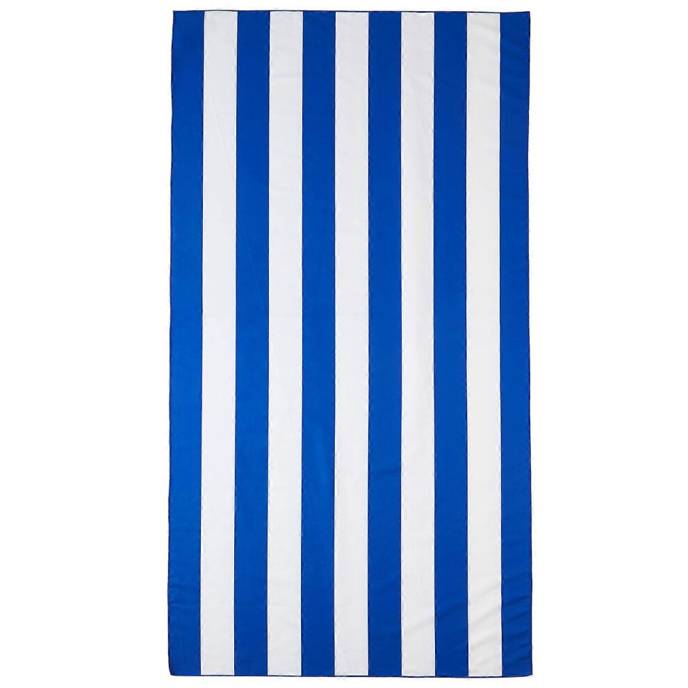 (As show, One size) Microfiber Beach Towel - Thin and Light - Quick Dry - Beach Towel 200cm x 90cm Recycled Microfiber Towel - Navy Blue-White Striped-image-OPC-PHQJBBG-NEW