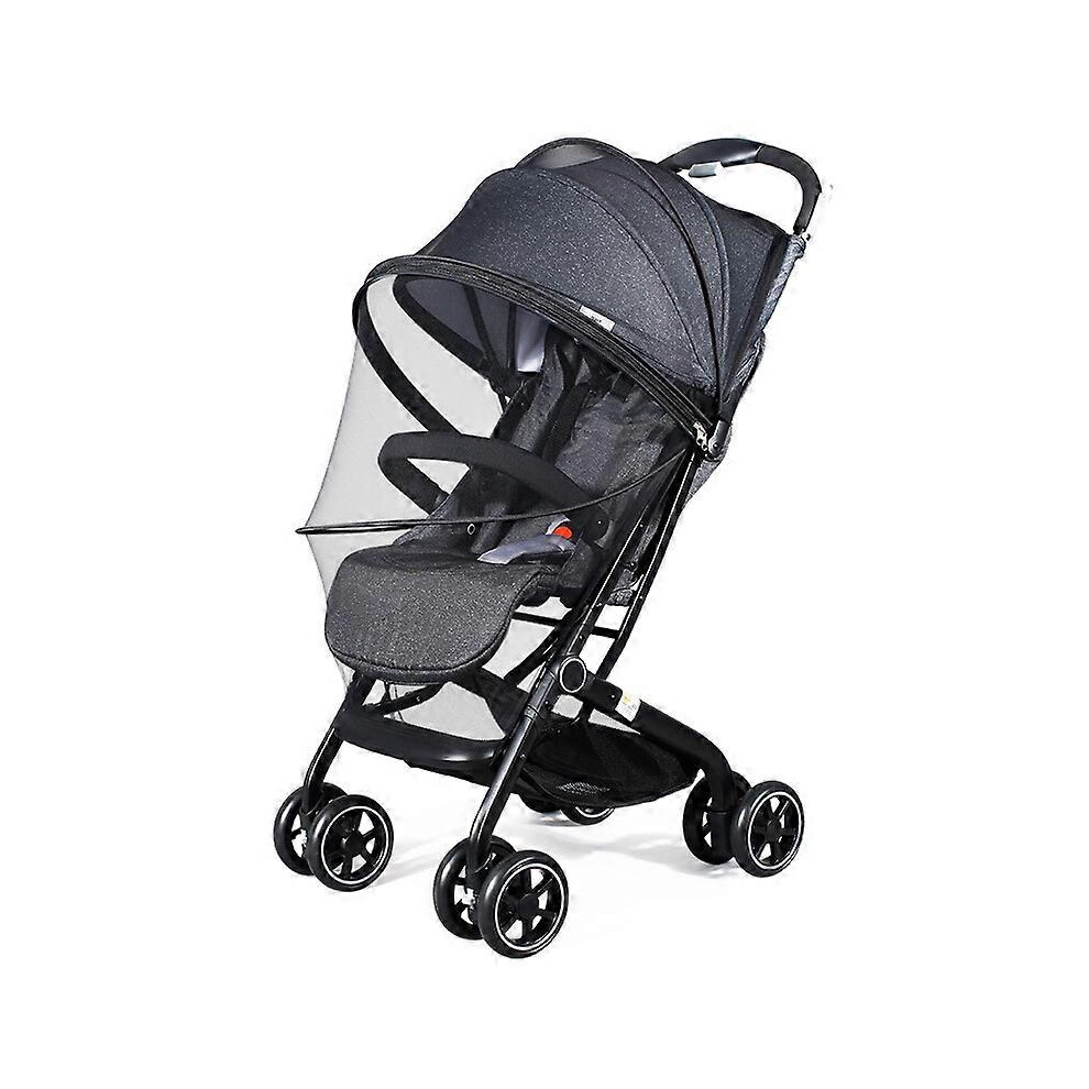 (As show, One size) Black Universal Stroller Mosquito Net with Zipper,Breathable Insect Protection for Pram,Crib and Bassinet,3D PVC Fine and Durable
