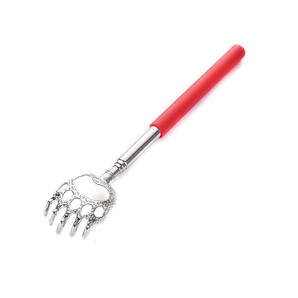 Red (As Show, One Size) Bear Paw Shaped Telescopic Back Scratcher Retractable Stainless Steel Cute Bear Claw Tickles