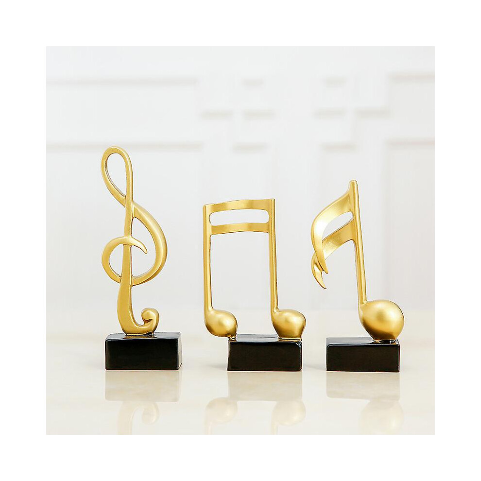 (As Show, One Size) Art 3Pcs Music Note Statue Decoration Sculpture Resin Figurine Arts 19Cm Gold