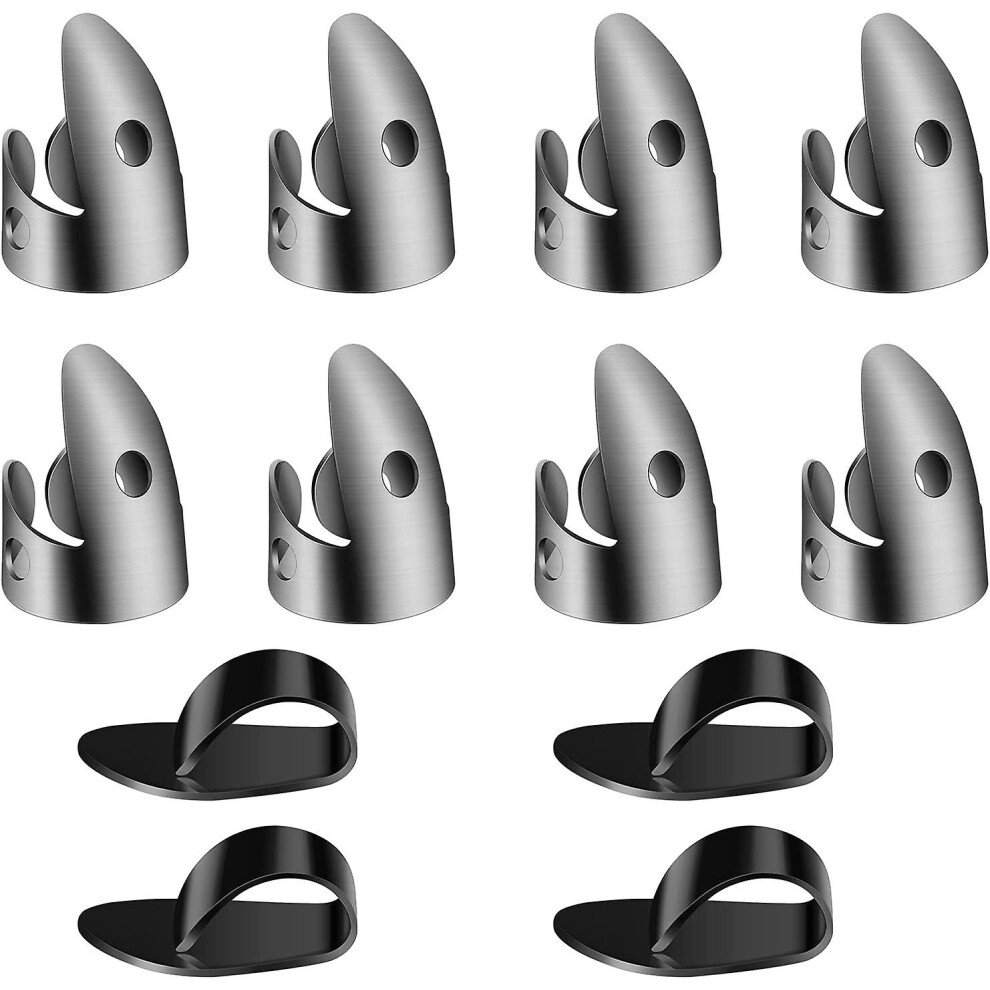 (As Show, One Size) 12 Pieces Adjustable Finger Plectrums Guitar Picks Set Including 8 Pieces Stainless Steel Thumb Fingers And 4 Pieces Plasti Silver