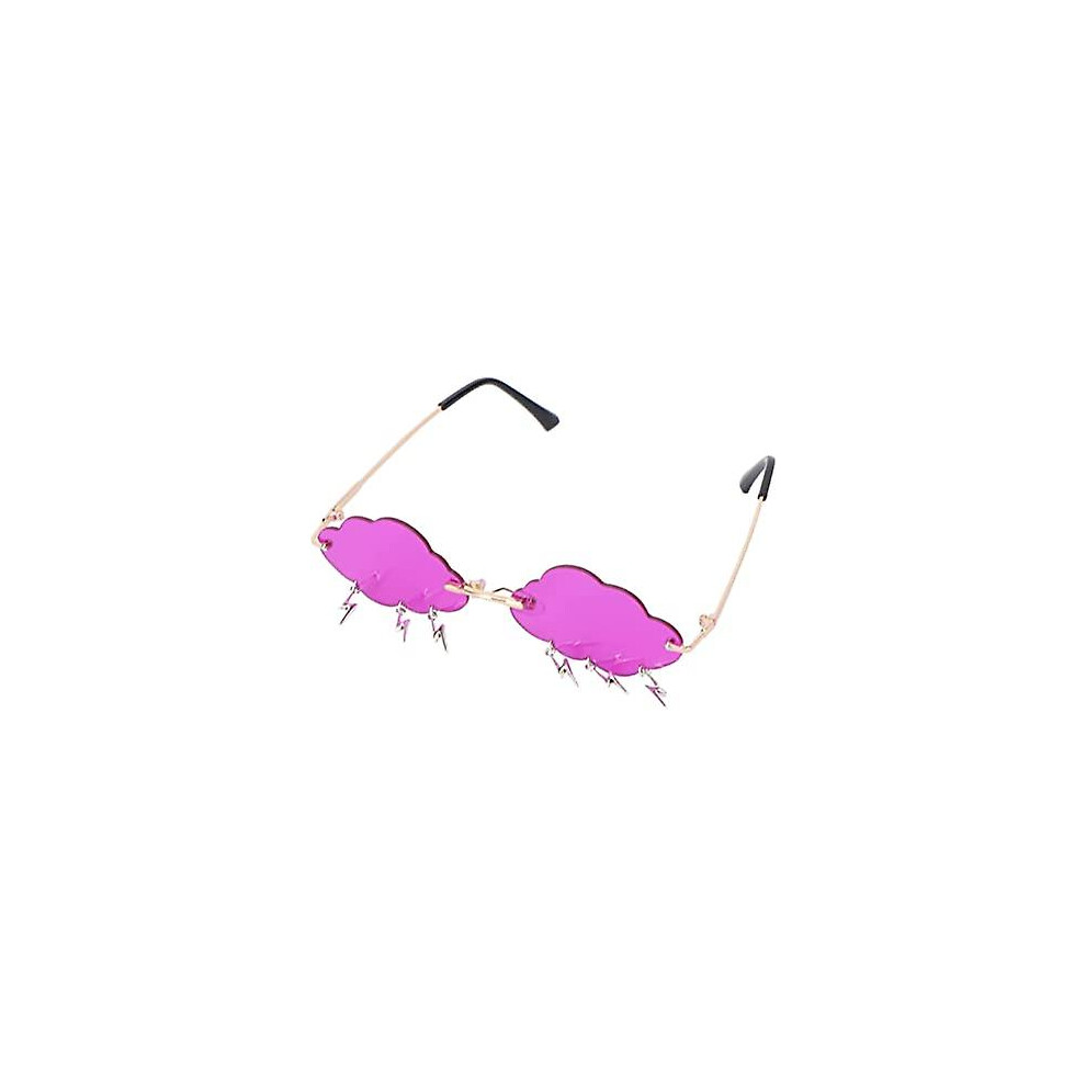 (As show, One size) Women's Sunglasses Cloud Shaped Rimless Sunglasses With Lightning Charms Fashion Sun Glasses Colorful Lens