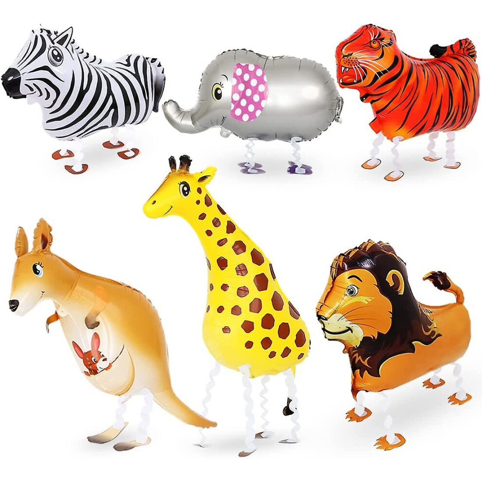 (As show, One size) 6 Pcs Walking Animal Balloonsjungle Animal Walking Balloon Balloonpet Walking Balloonsfor Birthday Party Decoration Kids Toys Jung