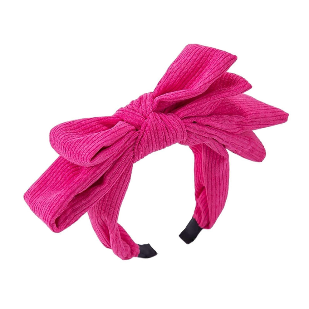 (As Show, One Size) Sweet Headbands Layered Bowknot Headband Fashion Multipurpose Yoga Sports Spa Wide Brim Hair Hoop For Woman Girls Rose Red 7683012613203