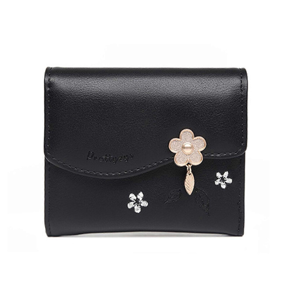 (Green, One Size) Printed Wallet With Id Window Small Coin Purse Cute Change Purse Coin Bag Fashionable Pu Leather Trifold Wallet For Girl Black 7683012616518