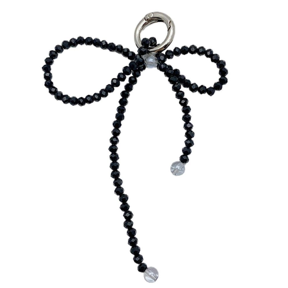 (White, One Size) Beaded Bowknot Hanging Pendant Sweet Cool Phone Strap Bag Decoration Portable Simple Hanging Lanyard For Girls Women Black 7683012616297