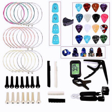 (As show, One size) Guitar Accessory Kit, Acoustic, Guitar Tuner, Thumb Pick, String Winder, Guitar Bridge Etc