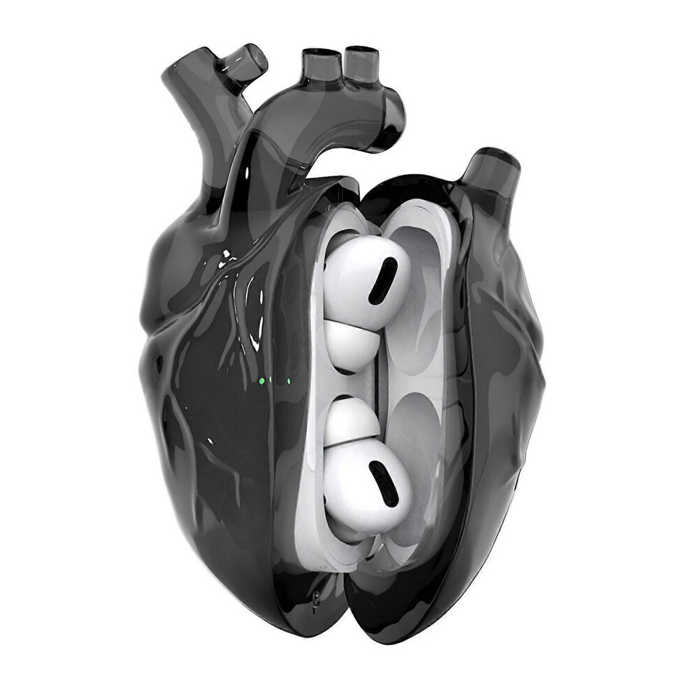 (Transparent Powder, One Size) Heart Designs Liquid Silicone Earphone Case For Earbuds Durability Transparent Cover Earphone Case Transparent Black 7683012605017