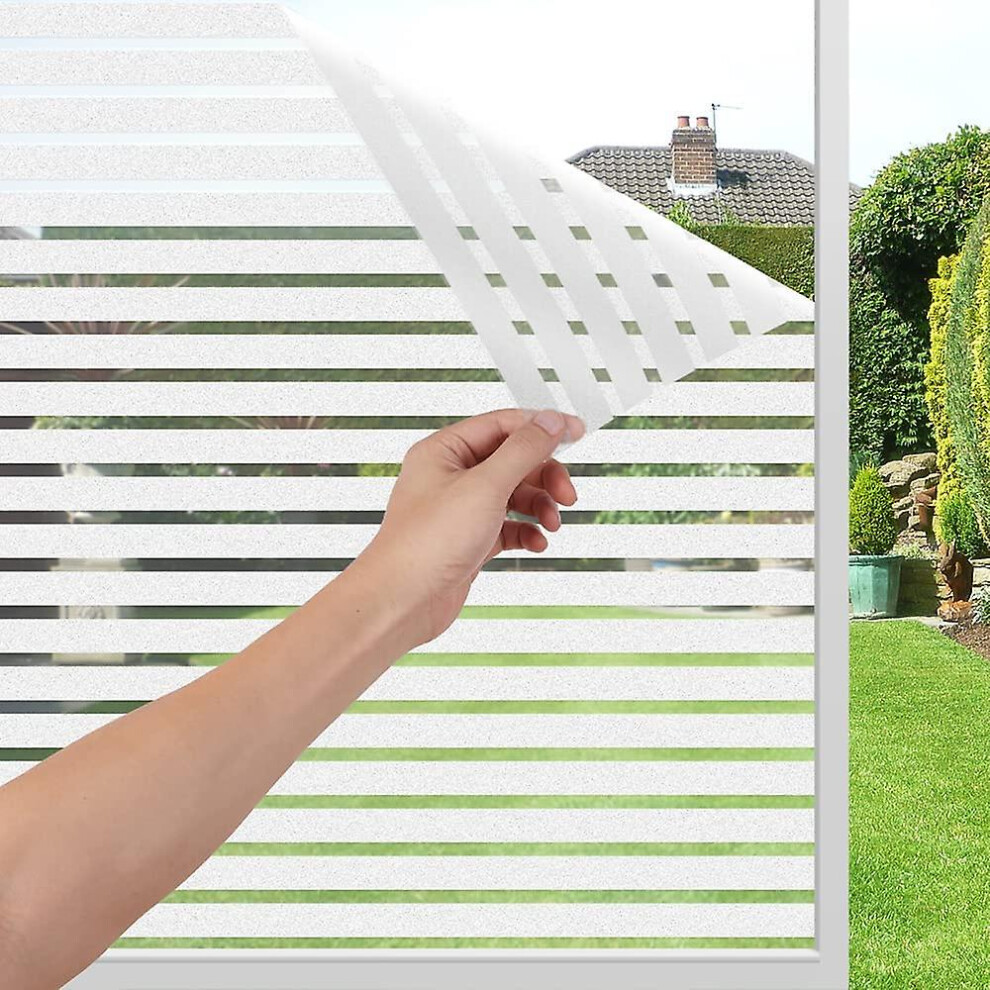 (As show, One size) Blackout Window Film Electrostatic Anti-glance Window Film Stripe Pattern Window Film Non-adhesive Window Film Anti-uv Ideal For Office Bedroom Kitche