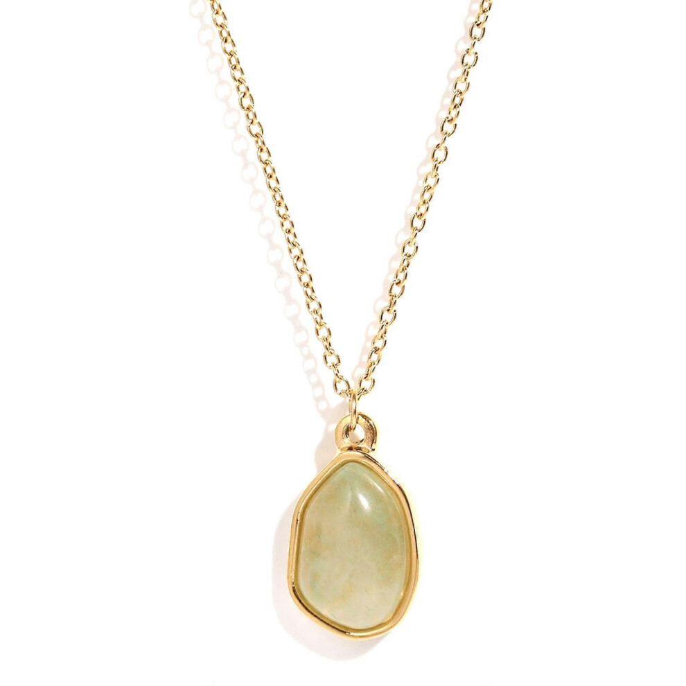 (Purple, One Size) Irregular Stone Pendant Necklace Crystal Gemstone Choker Titanium Steel Chain Gold Edge Charm Clavicle Chain Jewelry 7683012606359
