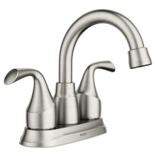 Moen Idora Spot Resist Brushed Nickel Two-Handle Centerset Bathroom Sink Faucet with Drain Assembly 84115SRN