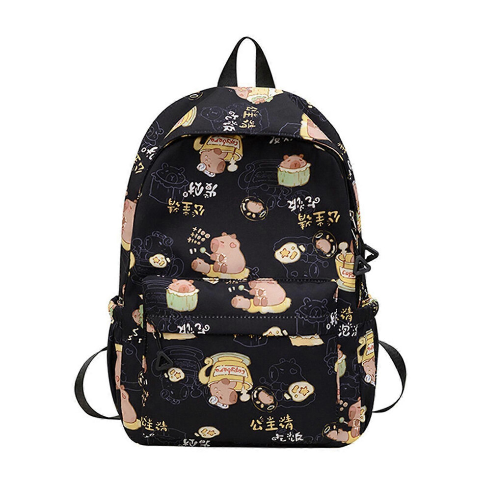 (White, One Size) Large Capacity Backpack Laptop Bag Casual Daypacks Student School Bag Cartoon Capybara Backpack Travel Bag For Teens Black 7683012602290